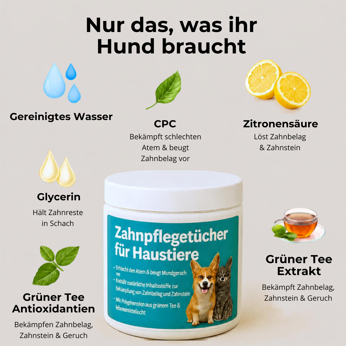 Plaly- Zahnpflege Finger- Wischtücher für Haustiere