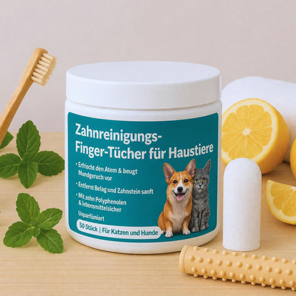 Plaly- Zahnpflege Finger- Wischtücher für Haustiere